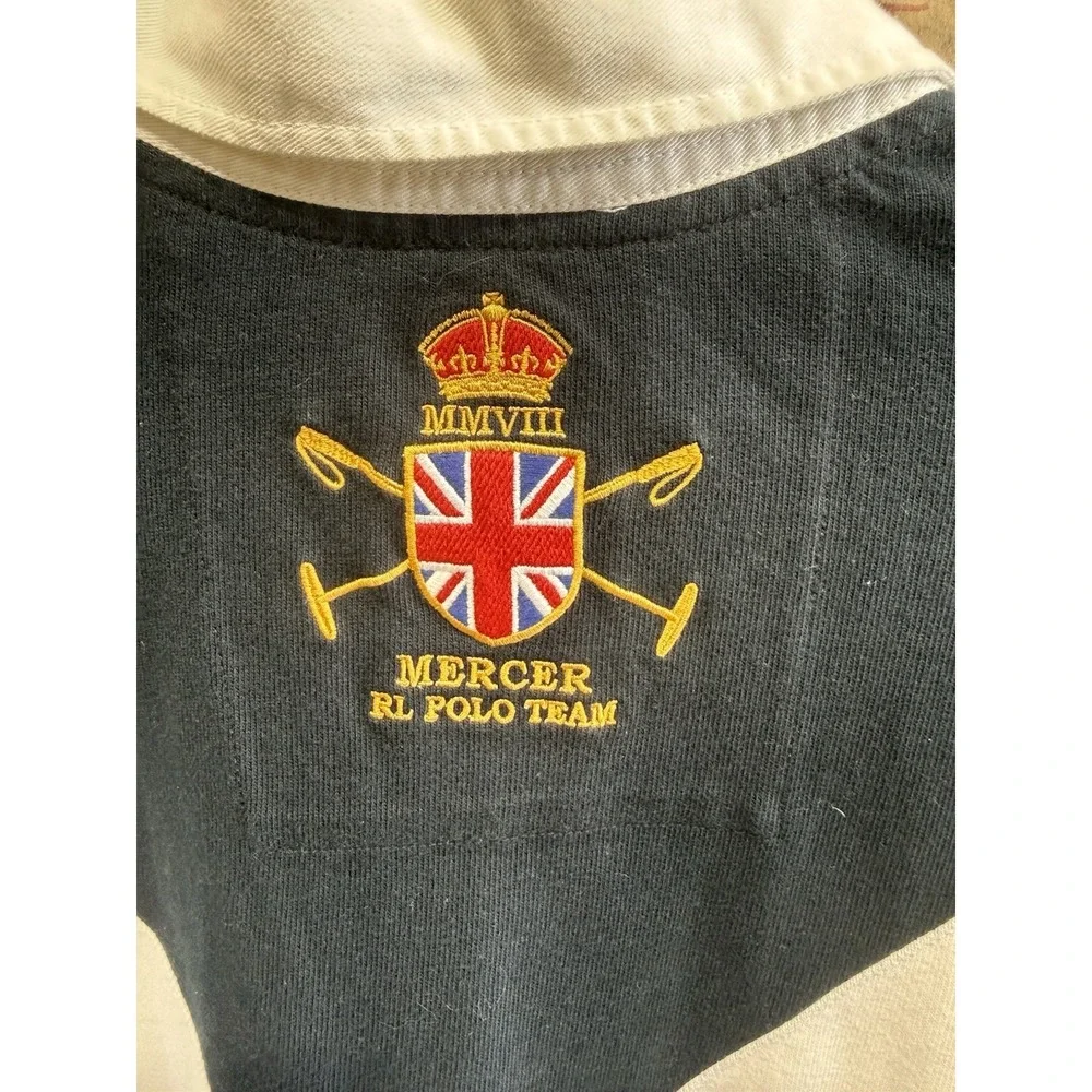 Vintage 90s Polo Ralph Lauren Rugby Mercer Club #3 Heavy Long Sleeve Shirt 2008